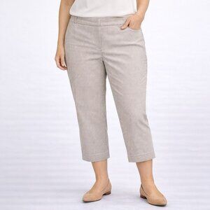 Chicos Womens Capri Pant Seersucker Stripe Cropped Casual Stretch Size 2.5 | L